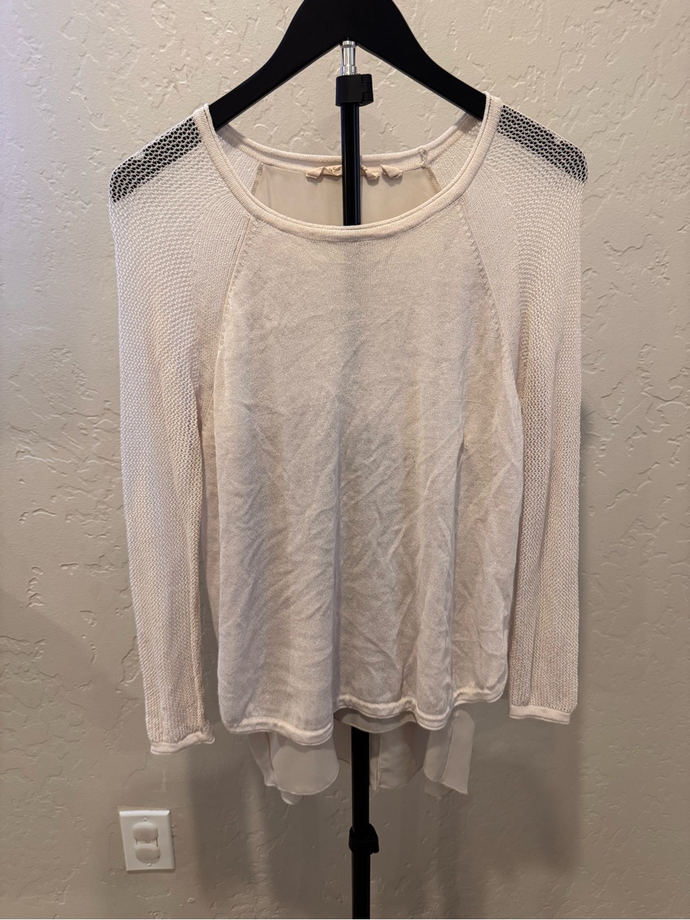 Soft Surroundings Cream Layered Knit Long-Sleeve Top